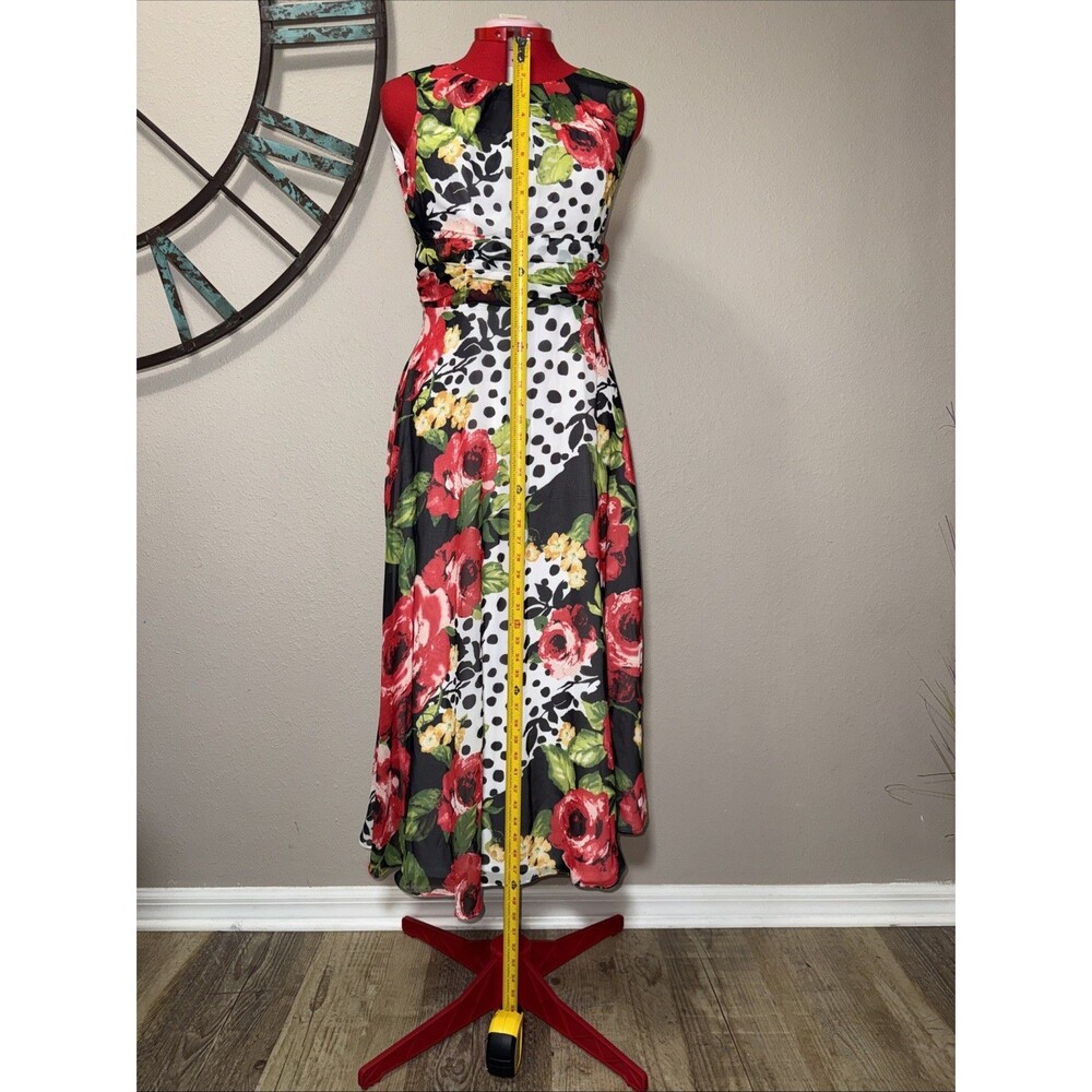 Chetta B Dress 8 NWT Floral Polka Dot Sleeveless Lined Maxi - Picture 4 of 6